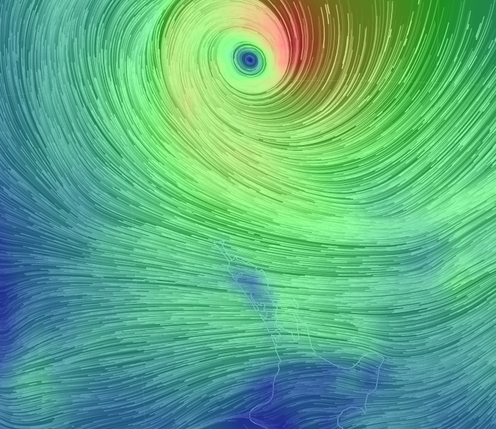 Wind Map as at 2pm // via earth.nullschool.net
